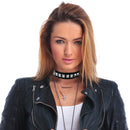 Biker Leather Studded Choker - Gothic Punk Rock N Roll Jewelry Accessories Leather and Metal Collar Costume Necklace