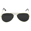 Black Gold Aviator Sunglasses - Military Style Dark Sun Glasses with Gold Metal Frame and UV 400 Protection