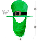 Irish Hat and Beard - Green Leprechaun Top Hat and Beard St Patricks Day Costume Accessories