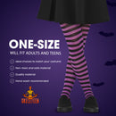 Black and Purple Tights - Striped Nylon Stretch Pantyhose Stocking Accessories for Every Day Attire and Costumes for Men, Women and Kids