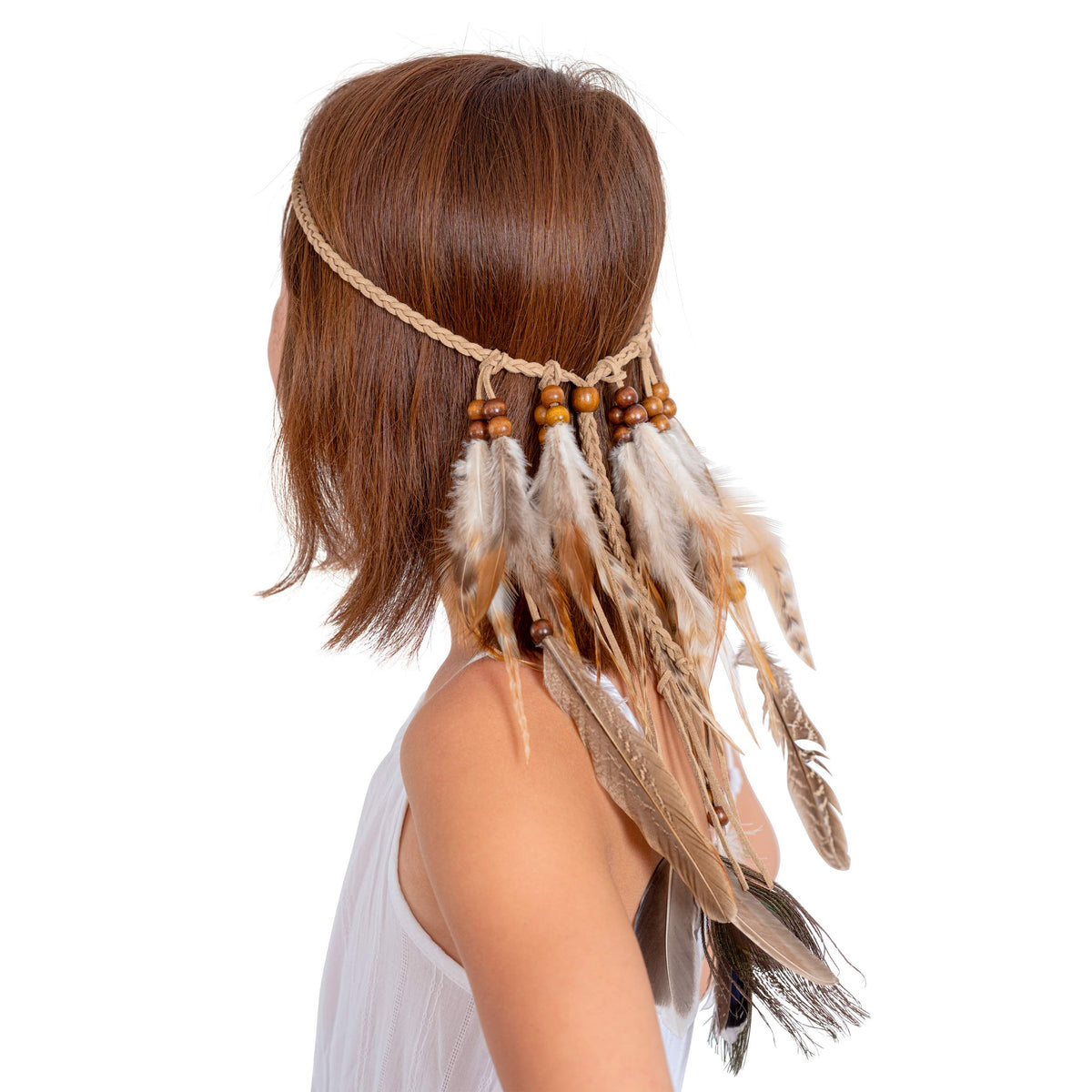 Feather headdress, headband, princess, tribal Zoestar Indian Feather Headband Tribal Feathers Crown  main image 2
