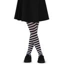 Black and White Tights - Striped Nylon Stretch Pantyhose Stocking Accessories for Every Day Attire and Costumes for Men, Women and Kids