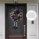 Happy Halloween Witch Wreath - Front Door Hanging Witchy Decorations with Pumpkins, Maple Leaves, Witch Hat and Witch Legs