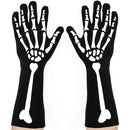 Bone Hand Skeleton Gloves - Skeleton Accessories Stretch Elbow Gloves for Adults and Kids Black