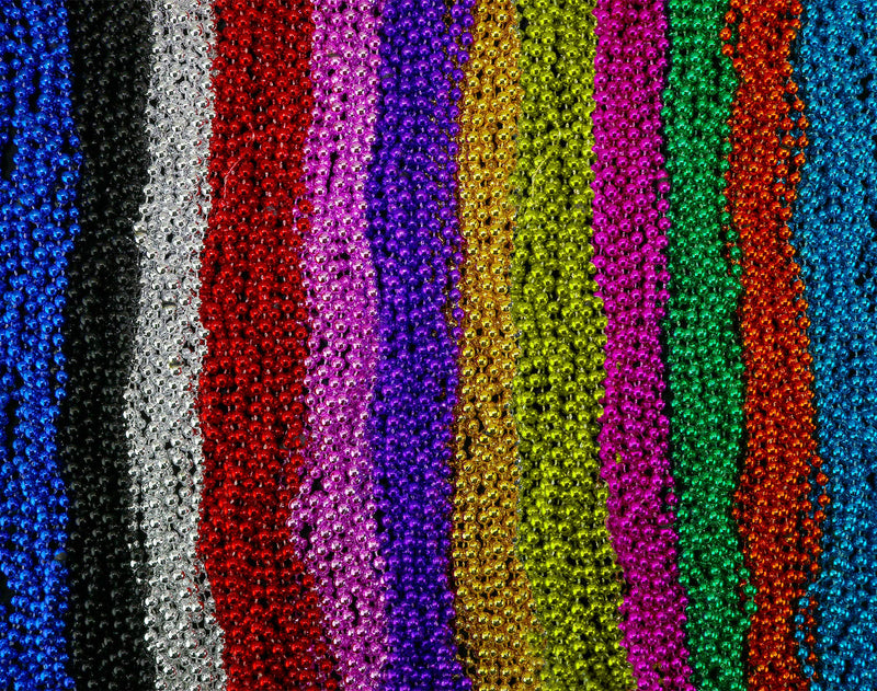 Mardi Gras Beads Necklaces - Assorted Colors Gasparilla Beaded Costume Necklace For Party - 144 Necklaces