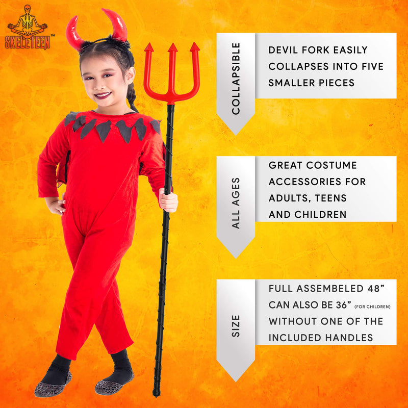 Devil Pitchfork Costume Accessories - Devils Demon Prop Pitch Fork Trident Accessory for Adults and Kids