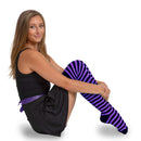 Purple and Black Socks - Over The Knee Striped Thigh High Costume Accessories Stockings for Men, Women and Kids