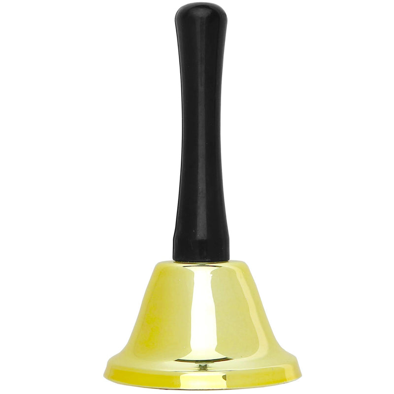 Gold Ringing Hand Bell - Loud Metal Handheld Ring Tea Bell for Calling Attention and Assistance