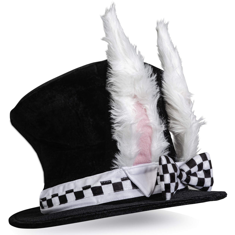 White Rabbit Top Hat - Bunny Rabbits Dress Up Costume Hat with Ears for Adults and Children