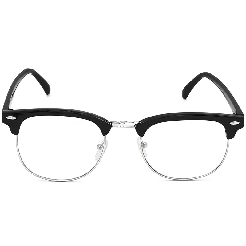 Clear Lens Costume Glasses - Non Prescription Horn Rimmed Fake Club Eyeglasses for Adults and Children Black