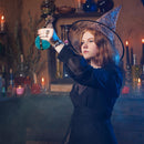 Dark Magic Potion Bottle - Black Wizard Potions Glass Holder with Cork Stopper and Faux Leather Harness with Holster Loop