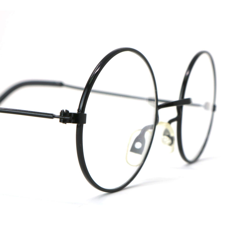 Round Wizard Costume Glasses - Black Metal Frame Circular Costume Eyeglasses - 1 Pair