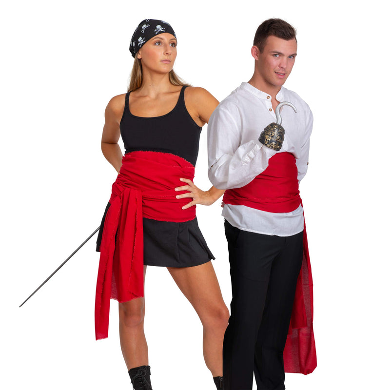 Red Pirate Sash Belt - Red Medieval Renaissance Pirates Tie Bandana Waist Scarf for Men Women and Children