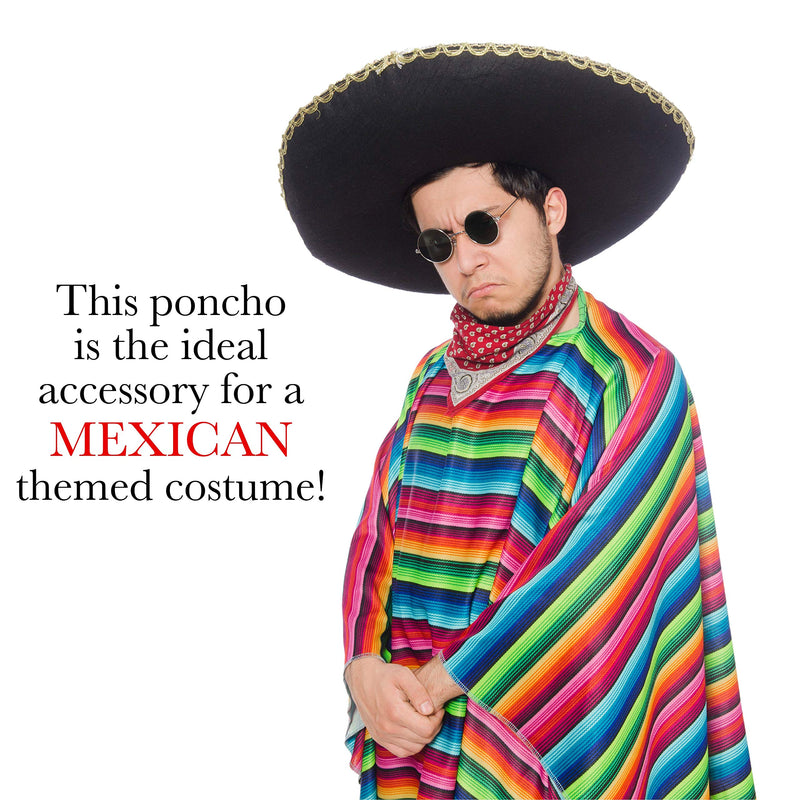 Mexican Serape Poncho Costume - Cinco De Mayo Mexican Fiesta Ponchos for Adults and Kids